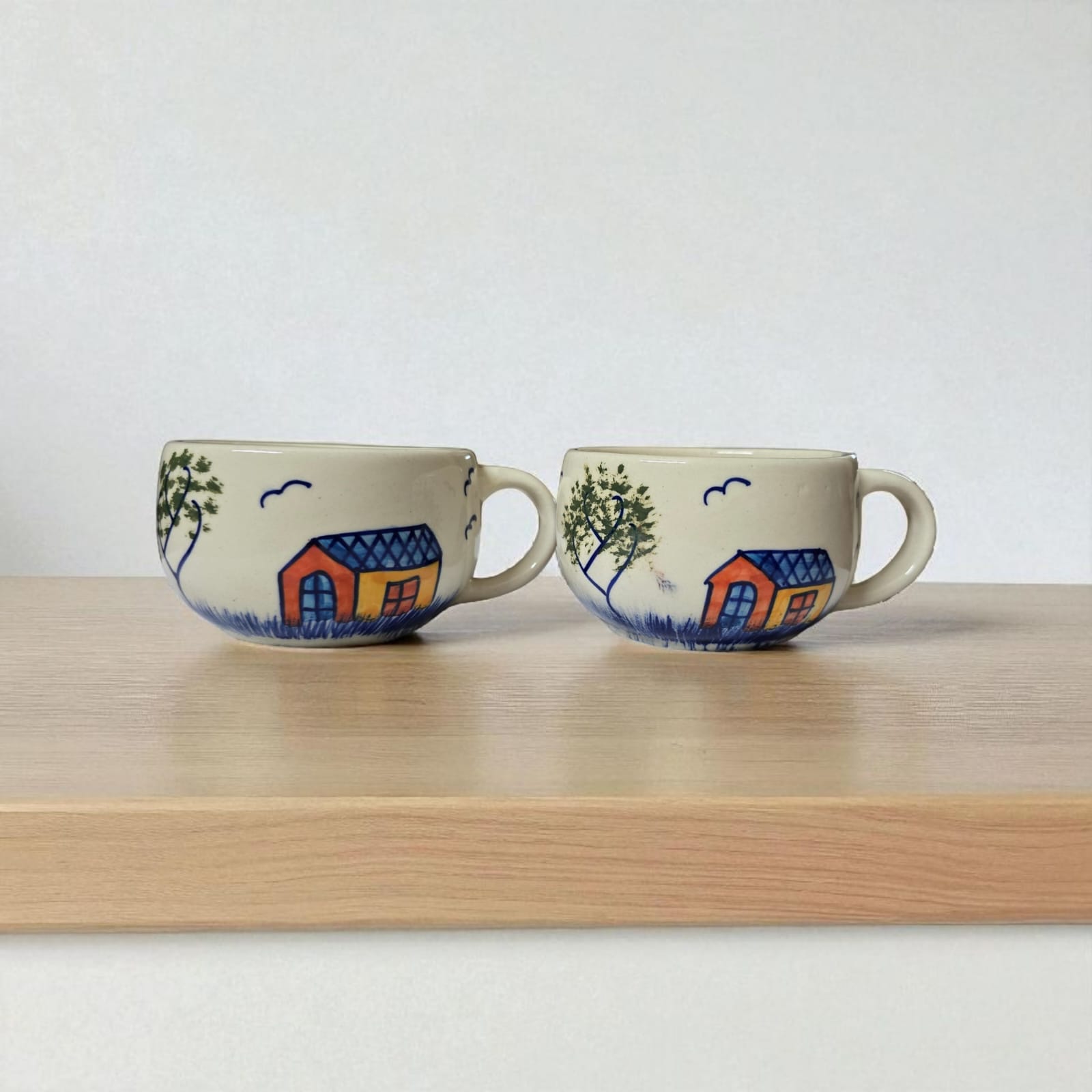 Ceralight Hand Painted Ceramic Coffee Mugs | Set of 2 | Table Decor | Gifting | Kitchenware | Tea | Coffee | 350ml Mugs