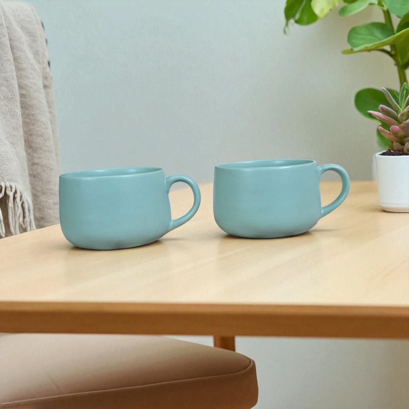 Ceralight Ceramic Coffee Mugs | Set of 2 | Cozy Teal | 320ml Cappuccino Mugs