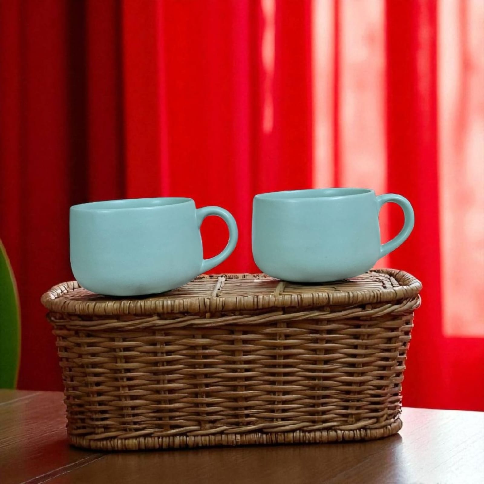 Ceralight Ceramic Coffee Mugs | Set of 2 | Cozy Teal | 320ml Cappuccino Mugs
