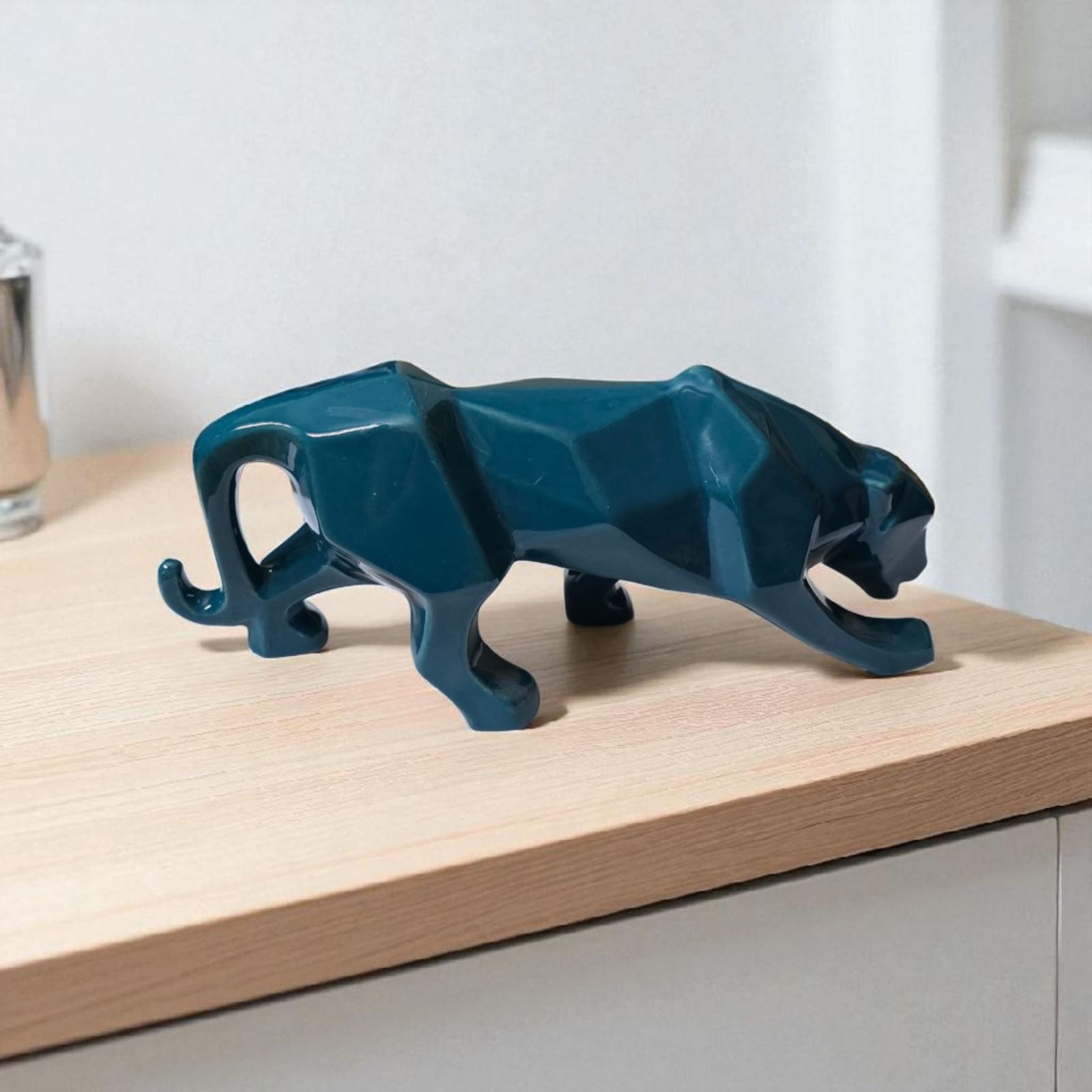 Ceralight Jaguar/Panther (Teal Blue) Abstract Design, Handcrafted showpiece, Home Decor, Sculpture